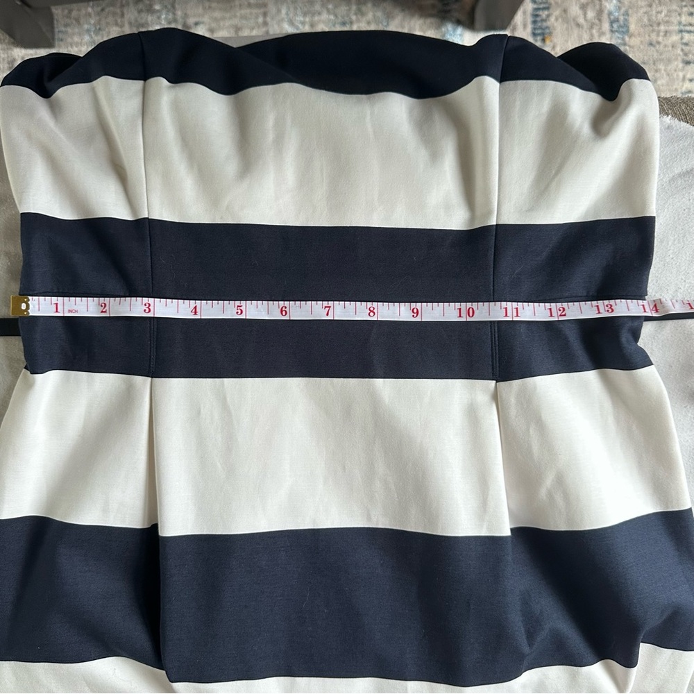 Tommy Hilfiger Navy White Striped Boat Neck Sheath Dress Belted Size 0 Nautica - Picture 10 of 11